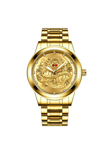 snapcart Luxury Gold Dragon Men's Quartz Watch Stainless Steel Waterproof Fas...