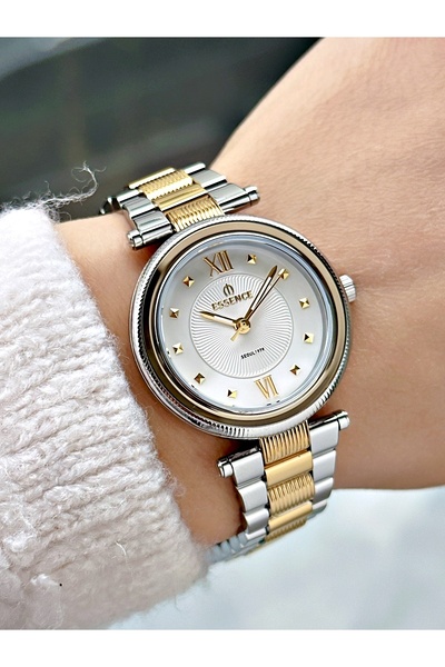 Essence Special Design Steel Cord Silver-Gold Color Women Wrist Watch Es6969Mr