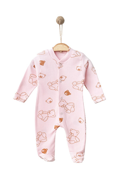 Mou&Kou Teddy Bear Patterned Baby Rompers with Bootiescotton Newborn Rompers ...