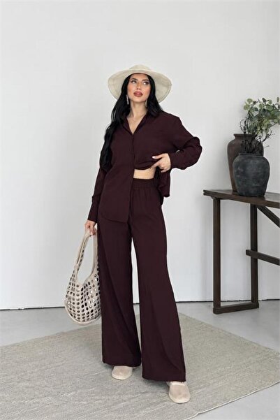 Neşeli Butik set de două piese pentru femei, cămașă și pantaloni supradimensi...