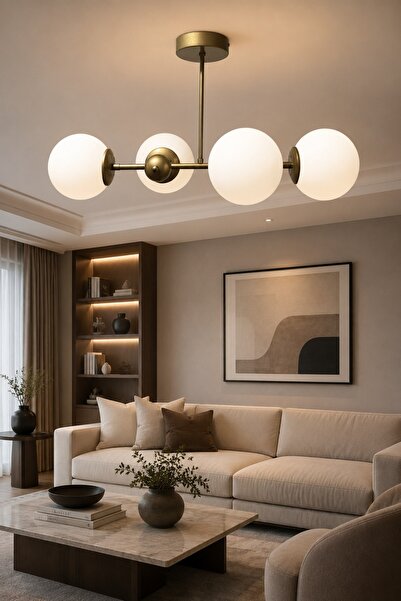 avimonaydınlatma SHİNE 4'LÜ BEYAZ GLOP CAMLIESKİTME RENK MODERN PLAFONYER SAL...