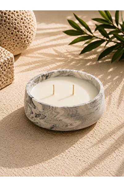 PELKAN ATELİER Mermer Desenli Dekoratif Mum | %100 Soya Wax Mum | Dekor Ürünleri