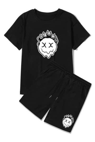 ZEMLİYA Sara Unisex Oversize Shorts Set Short Sleeve T-Shirt Comfortable Fit ...