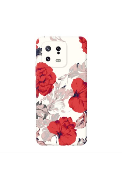 Other Xiaomi Mi 13 5G Red Flowers Transparent Silicone TPU Θήκη