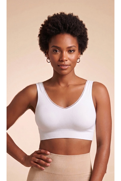 baim Seamless Covered Soft Stretchy Fabric Gathering Thick Strap Bustier