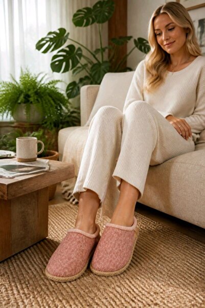 Monalisa Home Pink 100% Felt Inside and Outside, Size 40-41, Indoor Slippers