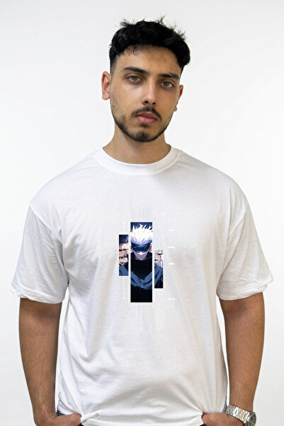 Anetos Gojo Satoru_75 Design Printed Oversize White T-Shirt