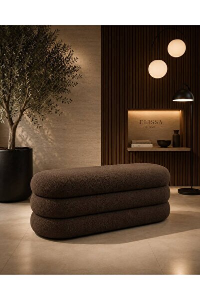 elissa home Bukle Bench / Puf Kahverengi , Coco Kumaş