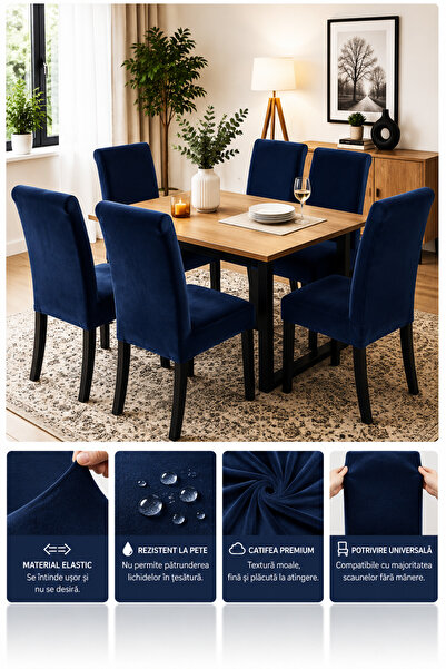 delfin HomeRoy Huse Catifea pentru Scaune – Set 6 Bucăți