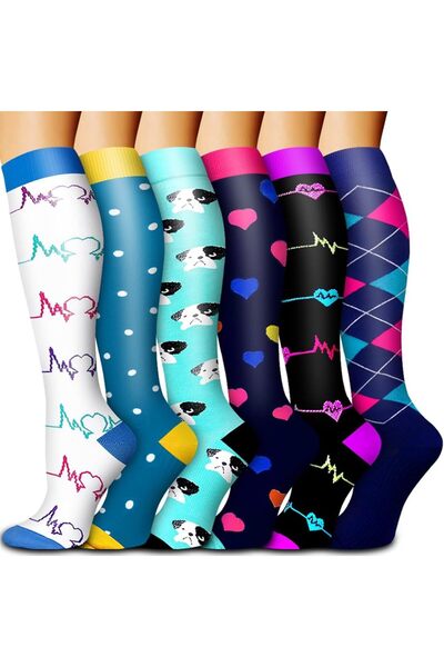 Arabest 6 Pairs Copper Compression Socks for Running Medical Travel