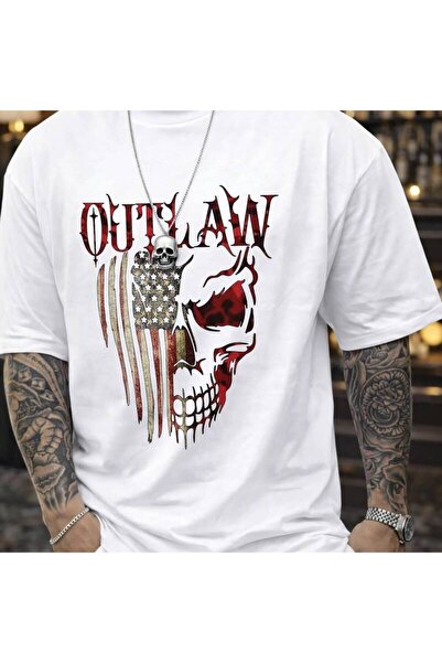 1001moda Men's Graphic T-Shirt Oversized Casual Short Sleeve Tee with OUTLAW ...