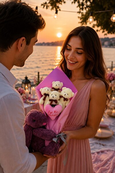 Pababo Romantic Apology Gift for Your Sweetheart: One More Chance Plush Bouquet