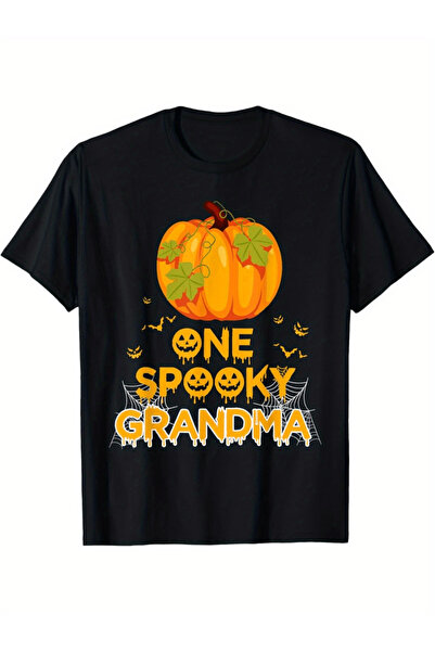 LİNA06 Humorous T-Shirt Men Features Creepy Grandma Quote with a Pumpkin Desi...