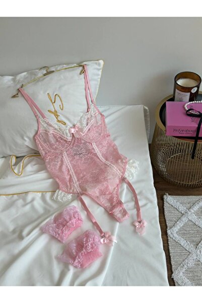Lavinlingeriee PİNK BABYDOLL ÇORAP SET