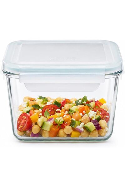 Glasslock Tall Glass Storage Container 1025 ml, Airtight Microwave Safe Recta...
