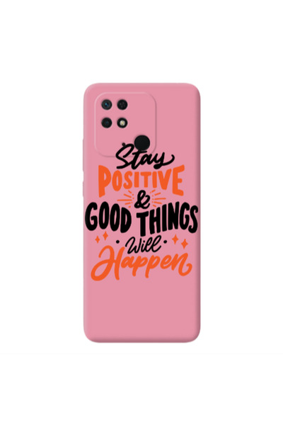 Other Xiaomi Redmi 10C Stay Positive Pink Colored Silicone TPU Θήκη