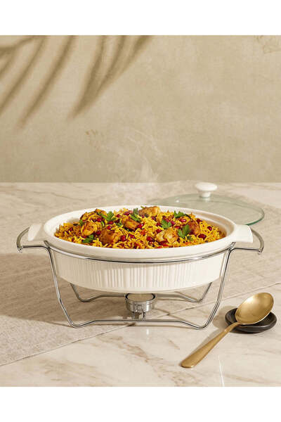 REDTAG White Round Food Warmer with Stand