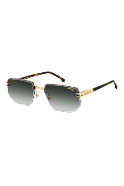 Carrera UV Protected Sunglasses Gold Brown Havana Frame Green Shaded Mirror L...