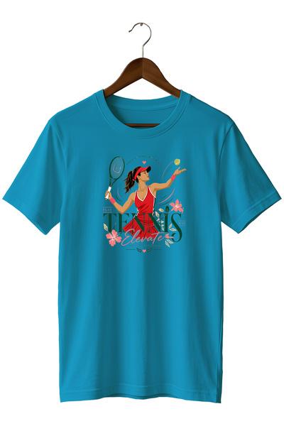 remonz Tennis Racket Printed T-Shirt Floral Sports T-Shirt