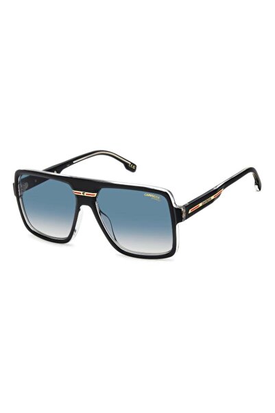 Carrera UV Protected Sunglasses Black Crystal Frame Dk Blue Shaded Mirror Len...