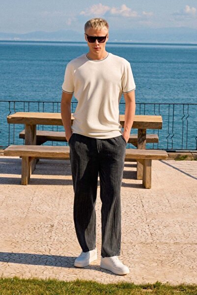 BARRELS AND OIL Men's patterned relaxed fit trousers - anthracite