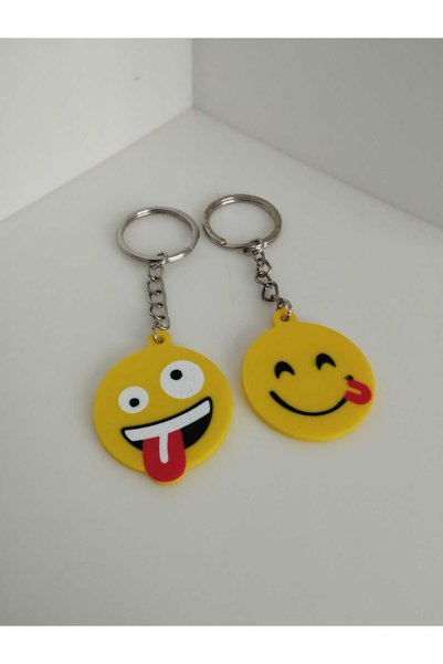 3D Layshop Set of 2 Crazy and Musical Emoji Keychains - Fun Kanka Combination Bag Ornament (4.2 cm)