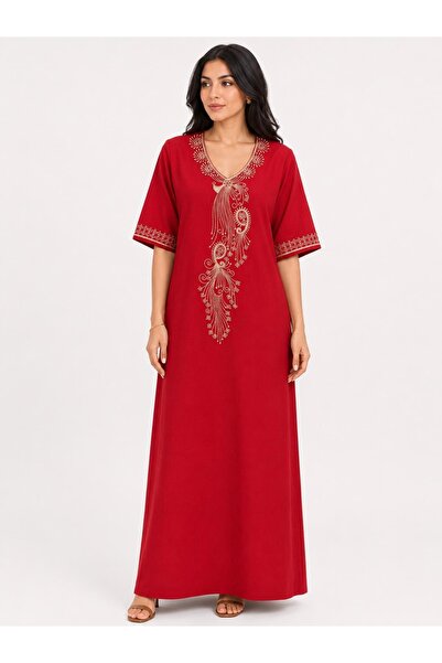 AYOUSH Royal Peacock Embroidered Jalabiya in Gold Rose Color with New Trendy ...
