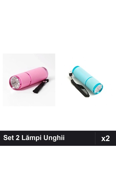 NAİLS Set 2 Lămpi LED/UV Mini Lanternă 9 Becuri pentru Uscare Unghii Gel Mani...
