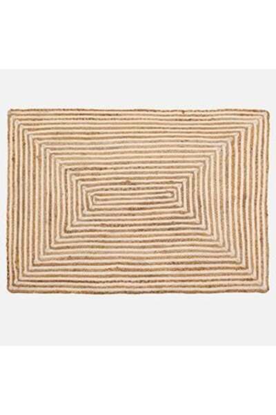 Jumbo Covor din iută bej ecru cu model liniar 110 x 80 cm