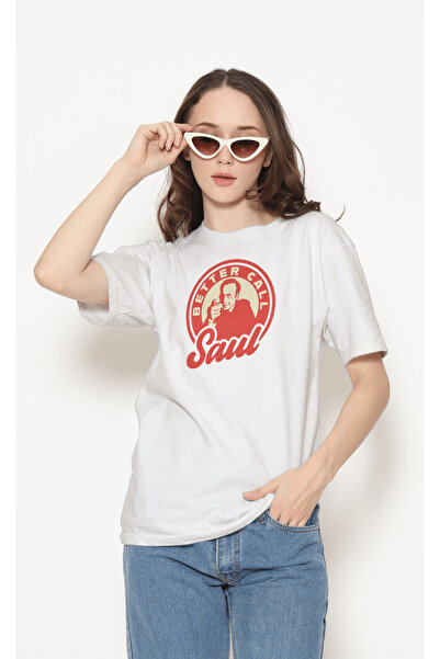 buzagi tasarım ürünleri Better Call Saul Unisex White Regular T-Shirt