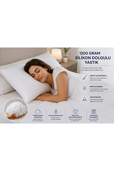 VELANORA HOME 2 bucăți Pernă din SILICON Seria Goldd 1200Gr 50x70cm