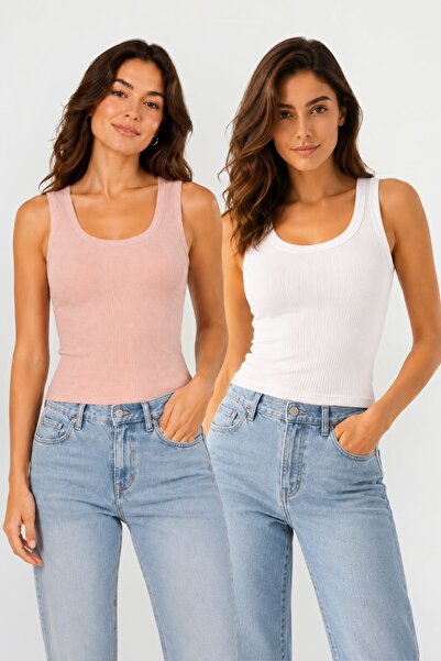 fevien Set of 2 Women's U-Neck Thick Strap Combed Cotton Camisole Undershirts...