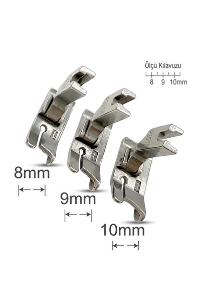 P351X Sanayi Tipi Düz Dikiş Makinesi Sabit Gazi Ayak 3'lü Set (8mm + 9mm + 10mm) En Geniş Ölçülü set