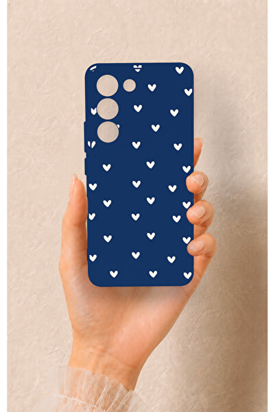 Vip Case Vivo V30 Lite Uyumlu Mini Beyaz Kalp Lacivert Desenli Silikon Kılıf