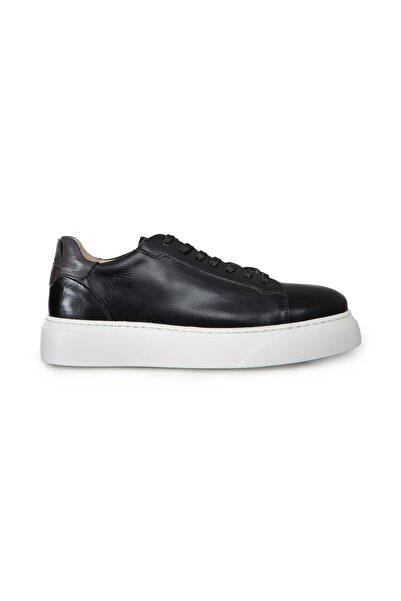 Jakamen Black 100% Leather Lace-Up Casual Shoes
