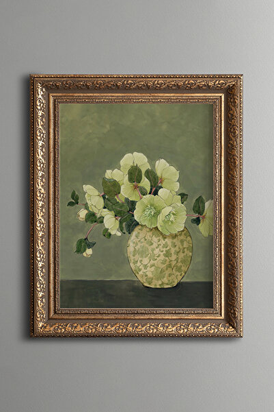 epiqart Flowers in a Vase - Vintage Patterned Painting - Thick Model