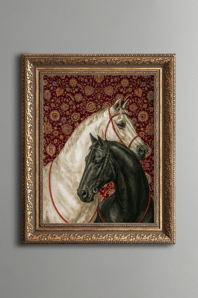 epiqart Horses of the Steppe - Vintage Patterned Painting - Thick Model