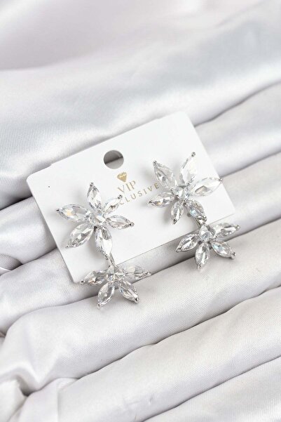 Inure Jewelry Lotus Model Silver Color Zircon Stone Women's Earrings