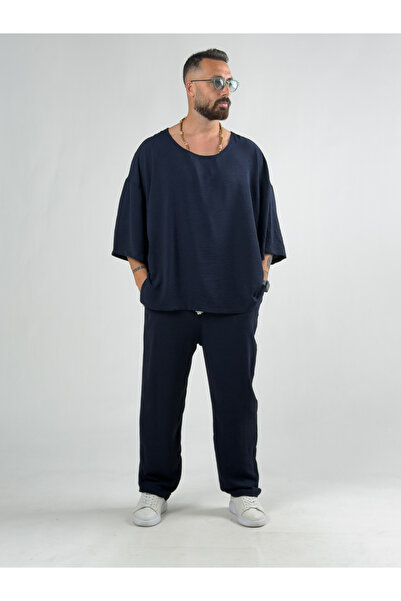 COCOPELLI Oversize Navy Blue Linen Set Coc3204