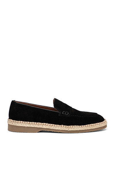 Tergan Siyah Hakiki Süet Deri Erkek Loafer - E26I1AY57722-A01