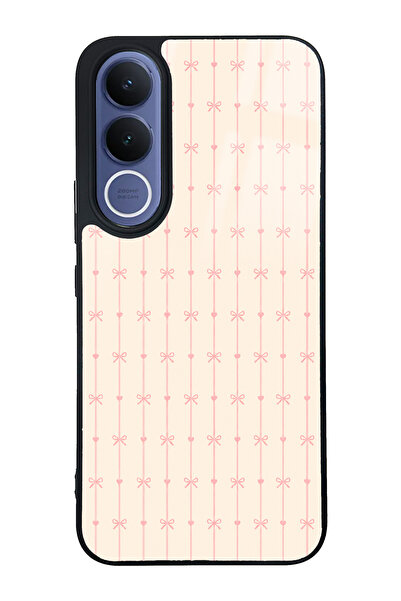 Spoyi Vivo V70 FE Krem Coquette Pattern Tasarımlı Glossy Telefon Kılıfı