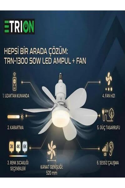 TRION Nefes 50W Fan Led Ampul E27 3 Renk Ayarlanabilir