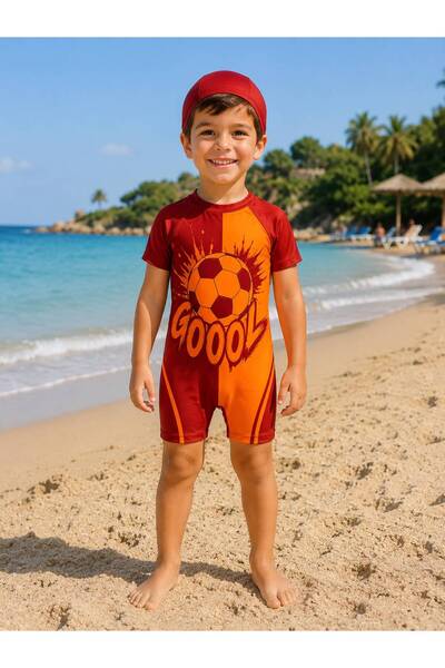 Fil Kids Erkek Çocuk Sarı Kırmızı Kısa Kollu Boneli Futbol Topu Desenli Sık D...