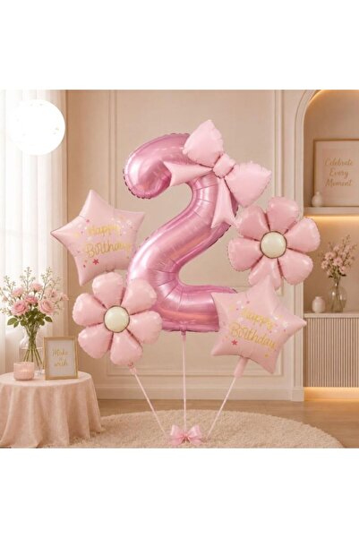 ÇITIPITISTORE Pink Daisy Bow Themed Birthday Party Celebration Set