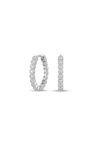 Charmist Steel Zircon Hoop Tennis Earrings