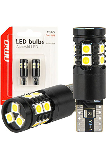 AMIO Λάμπες Αυτοκινήτου T10 / W5W Canbus LED 5500K Ψυχρό Λευκό 12-24V 2 τεμάχια