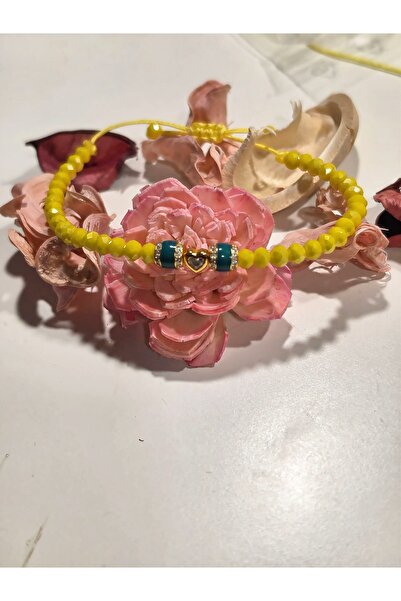Handmade Bratara cu inima si cristale galbene