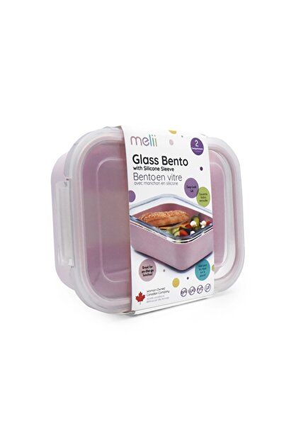 Melii Γυάλινο μπέντο με θήκη σιλικόνης (740ml, 1 τεμάχιο) – ροζ