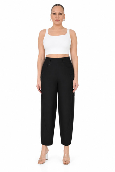 ZANESSI Plus Size Mom Belted High Waist Cotton Women's Pants