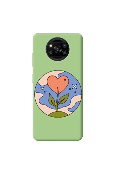 Other Xiaomi Poco X3 /X3 Pro Hearted Flower Light Green Colored Silicone TPU ...